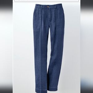 Coldwater Creek 100% Linen Maya Ankle Pants. Size 6‎ Petite. Ranch Blue.
